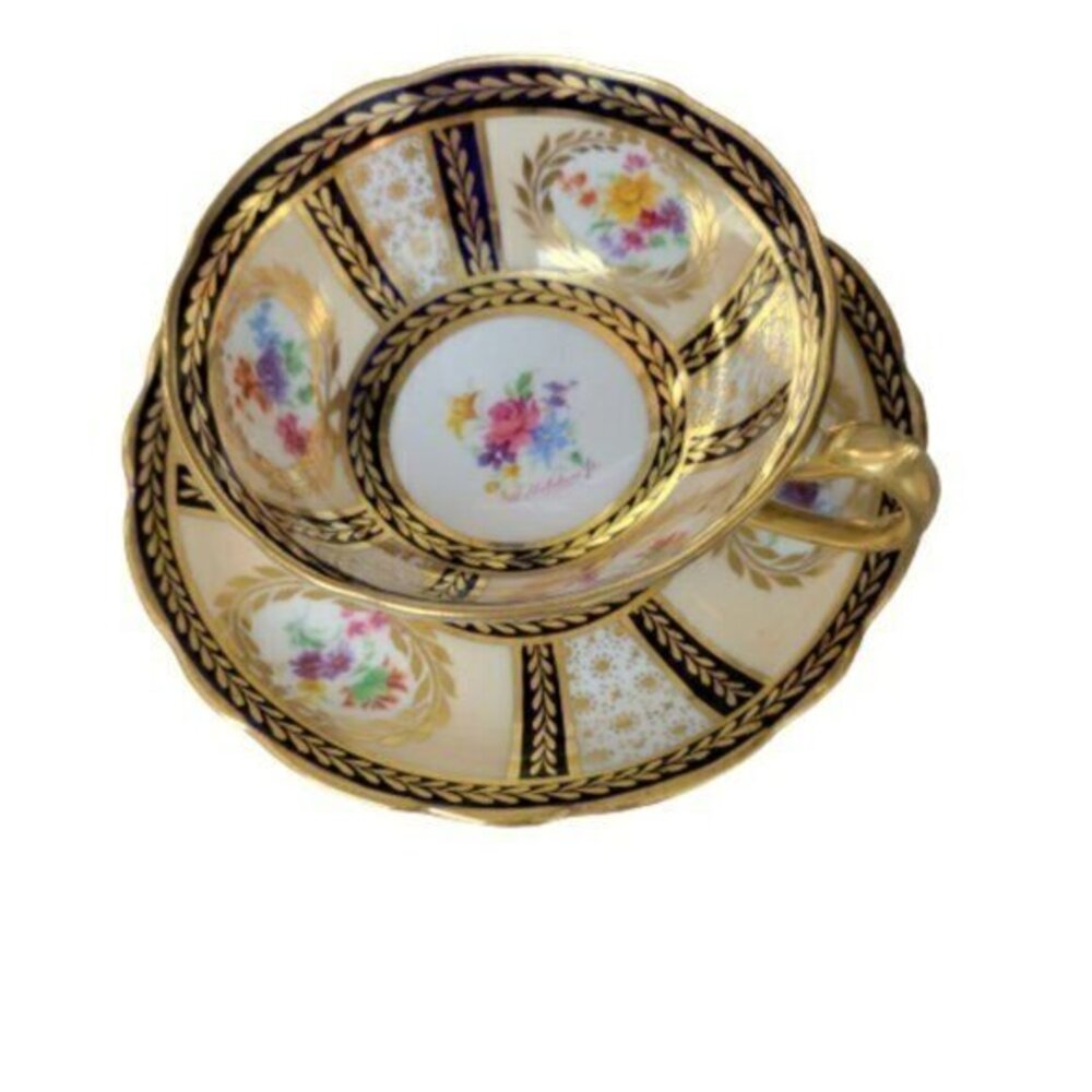 Vtg Rare Royal Paragon Fine Bone China Cup and Saucer Signed H. Holdcroft